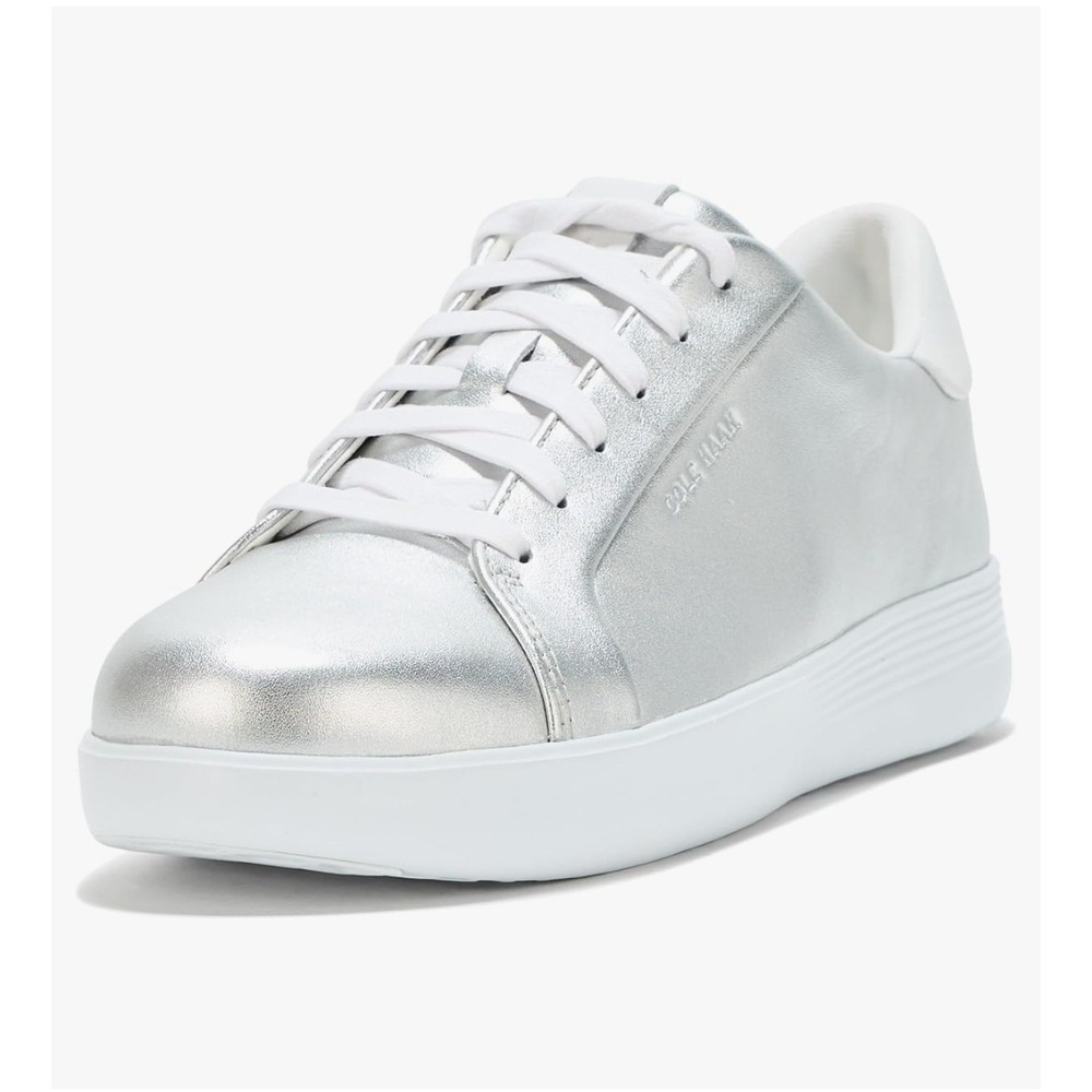 NEW! Cole Haan Women's GC Joy Platform Sneaker Silver Metallic/White W31517 Sz 8